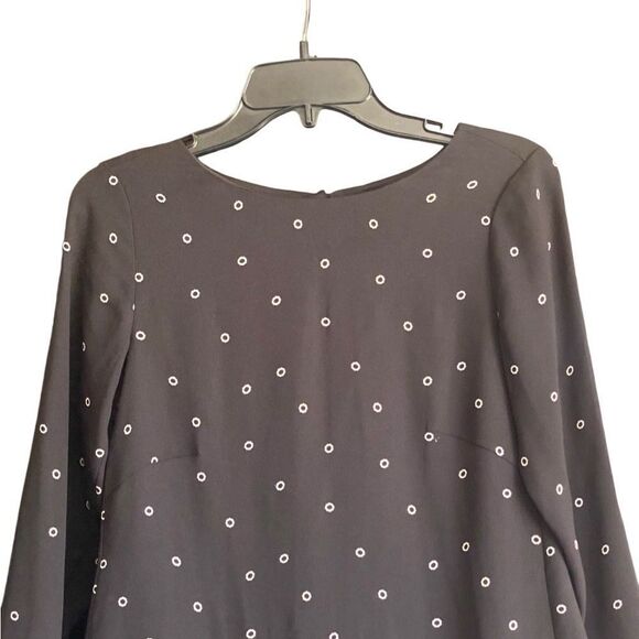 H & M Black Circle Dot Dress Size 2 Long Sleeve - Picture 2 of 7
